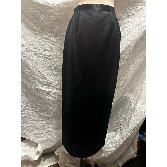 Vintage Black Silk Blazer And Long Skirt with Shiny Buttons and No Tags - Picture 6 of 7